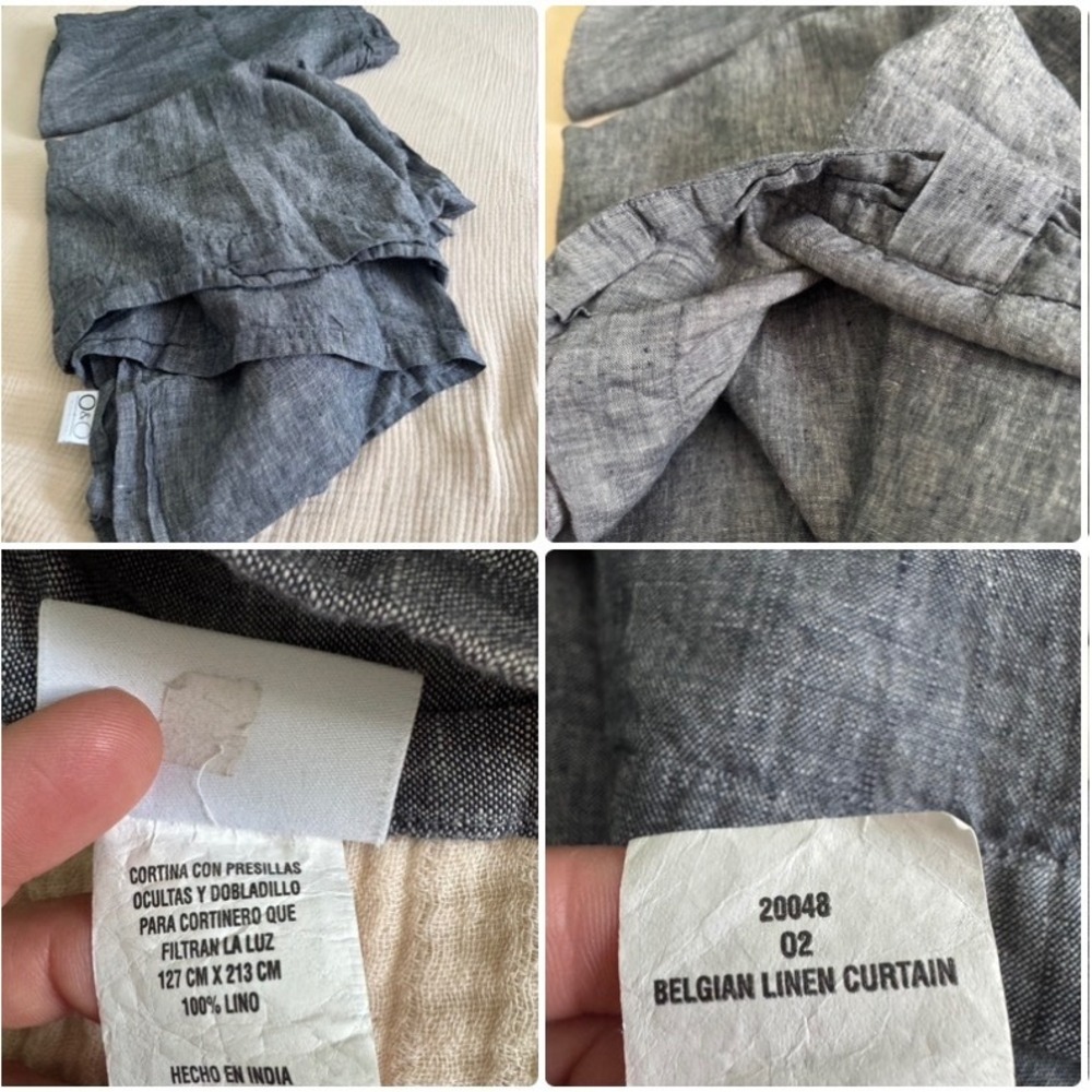 Olivia & Oliver Belgian Linen Curtains 50x84 Grey Hidden Tab Set of 2 20048-02